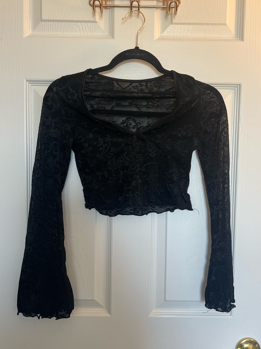 Black Lace Bell Sleeve Top